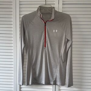 Under Armour Silver Quarter-Zip Top with Red Accent
